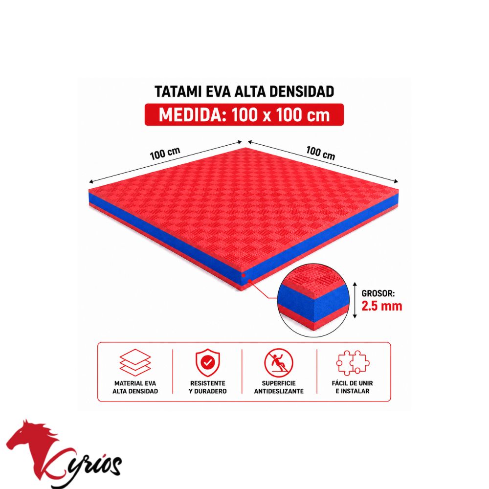 PACK DE 5 PISOS TATAMI DE 1 X 1 DOBLE COLOR AZUL CON ROJO