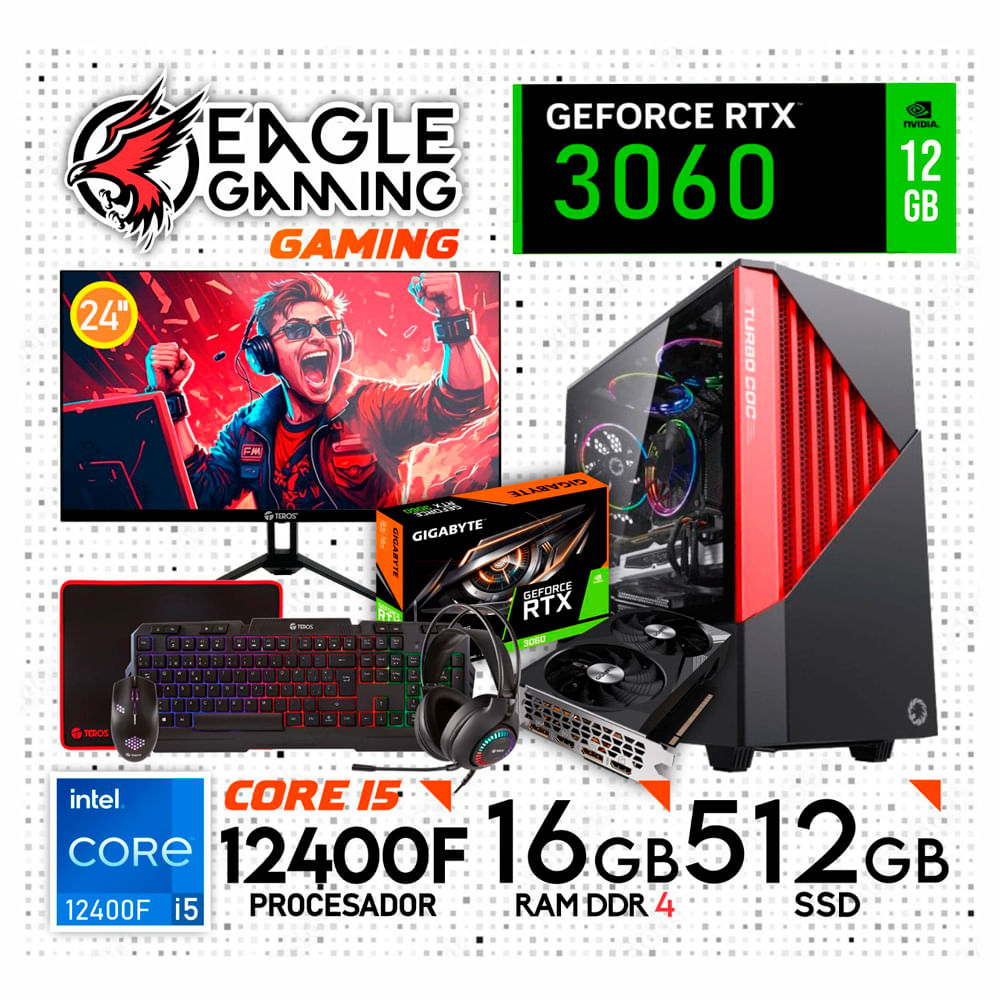 PC COMPLETA INTEL CORE I5 12400F 16GB DDR4 512gb RTX3060 12GB