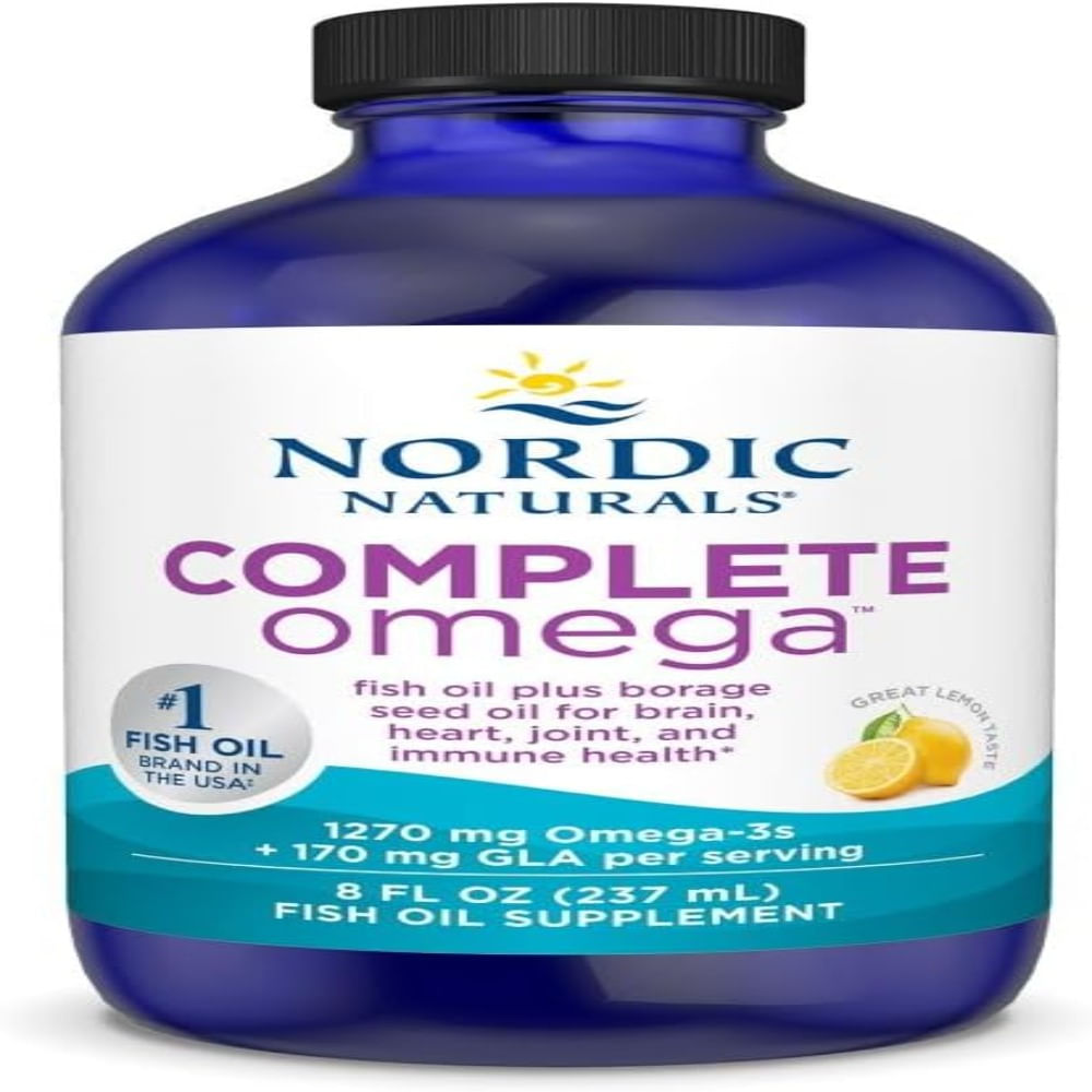 Omega 3 6 y 9 Complete Nordic Naturals sabor a limon 8 onzas 1270 mg de omega 3 EPA y DHA con GLA