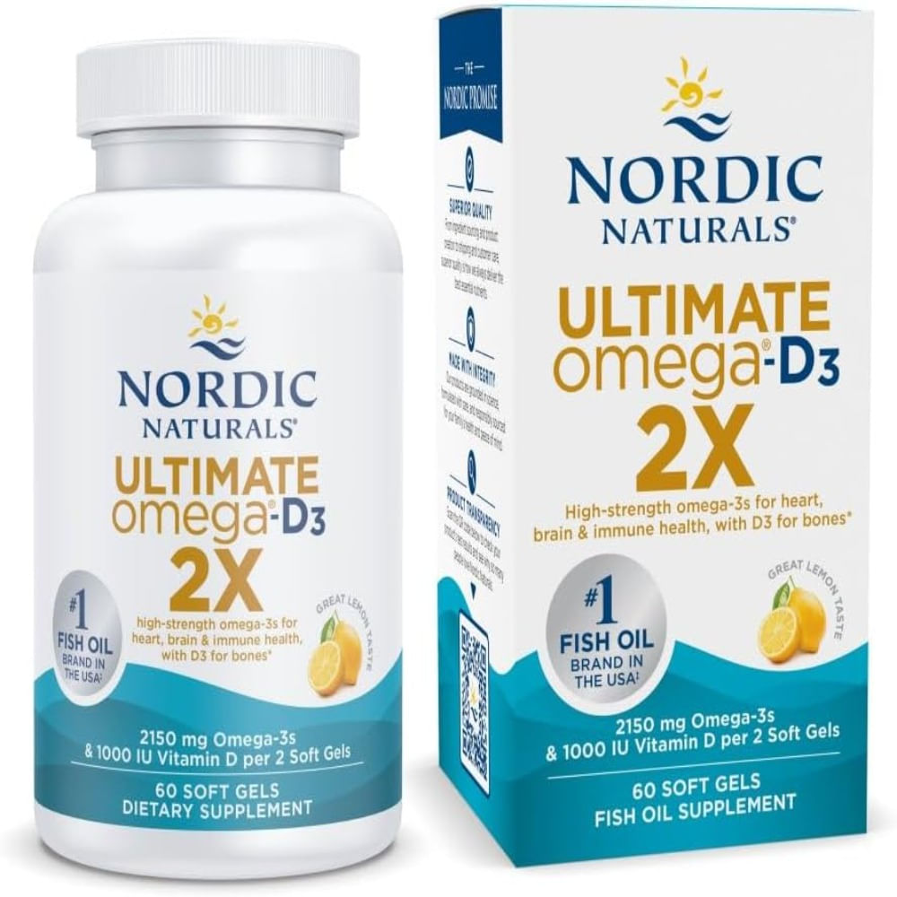 Nordic Naturals Ultimate Omega 2X con vitamina D3 sabor a limon 60 geles blandos 2150 mg