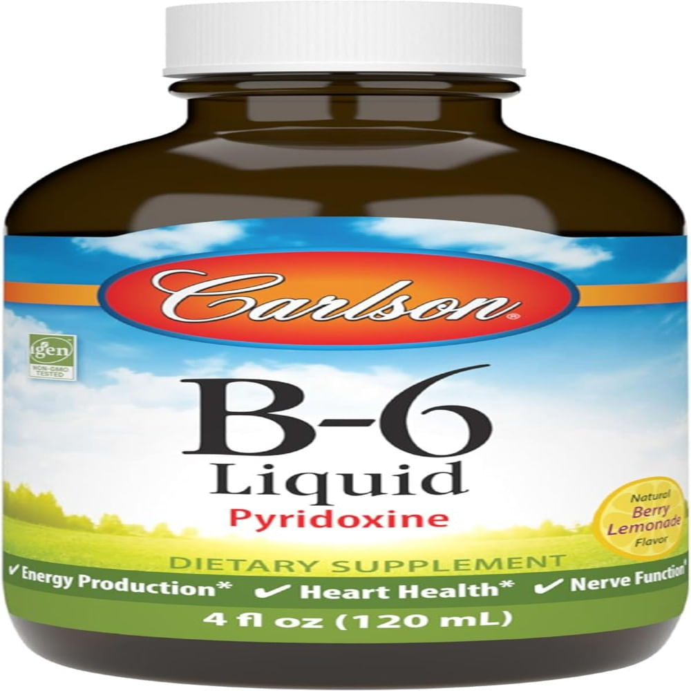 Carlson B-6 Liquid Piridoxina Apoyo para el Sistema Nervioso Energía y Desarrollo Neurológico