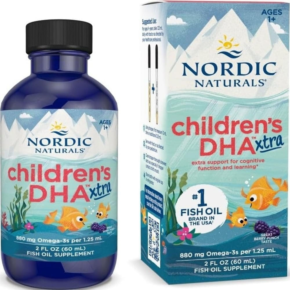 Children  DHA Xtra para niños ponche de bayas 2 onzas para niños 880 mg de Omega-3  con EPA y DHA