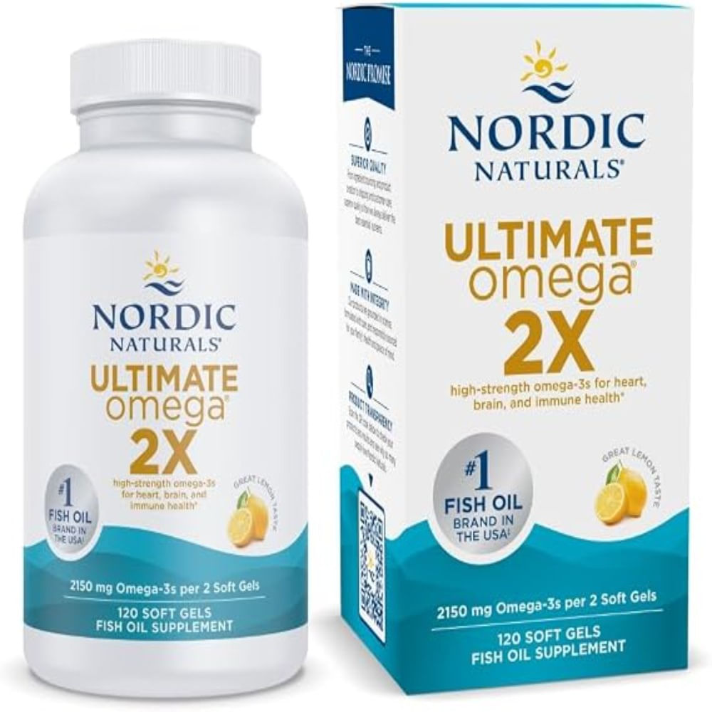 Nordic Naturals Ultimate Omega 2X  sabor a limón 2 150 mg de omega3 aceite de pescado 120 und