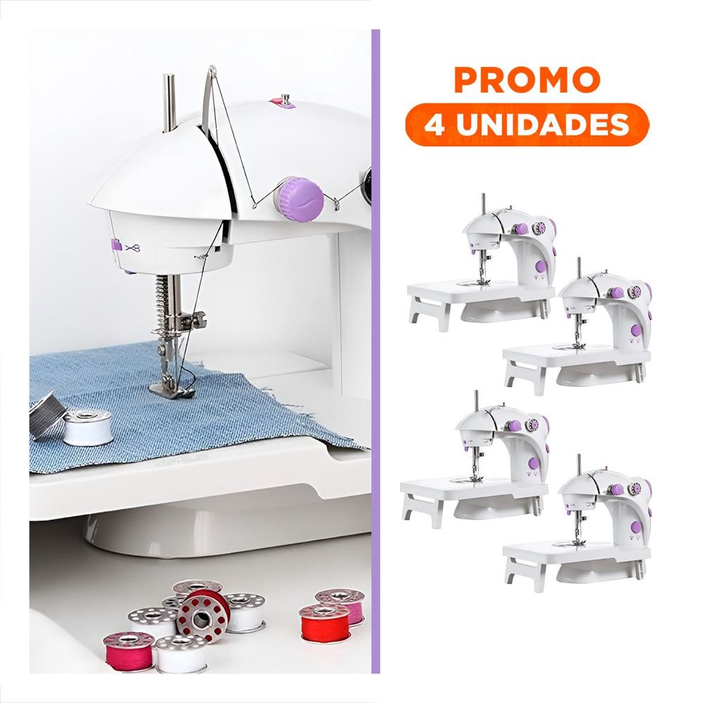 Pack4 Equipo de Coser Blanco Morado con Mesa Portatil Integrada