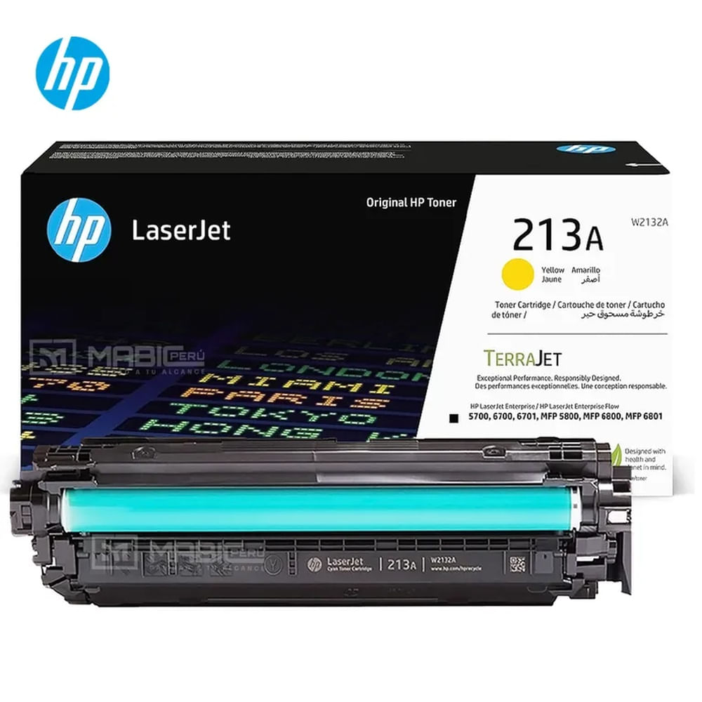 TONER HP 213A AMARILLO W2132A L.J. 5700, 5800, 6700, 6800 ORIGINAL
