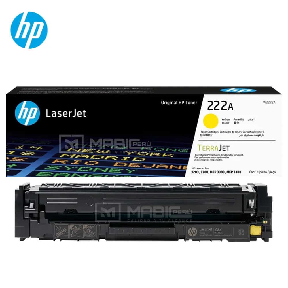 TONER HP 222A AMARILLO W2222A L.J. 3303, 3201, 3204, 3288 ORIGINAL