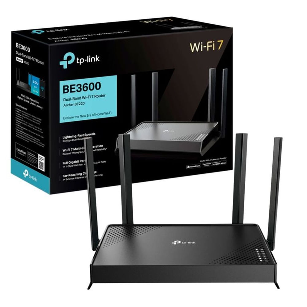 ROUTER TP-LINK ARCHER BE220 WI-FI 7 Negro