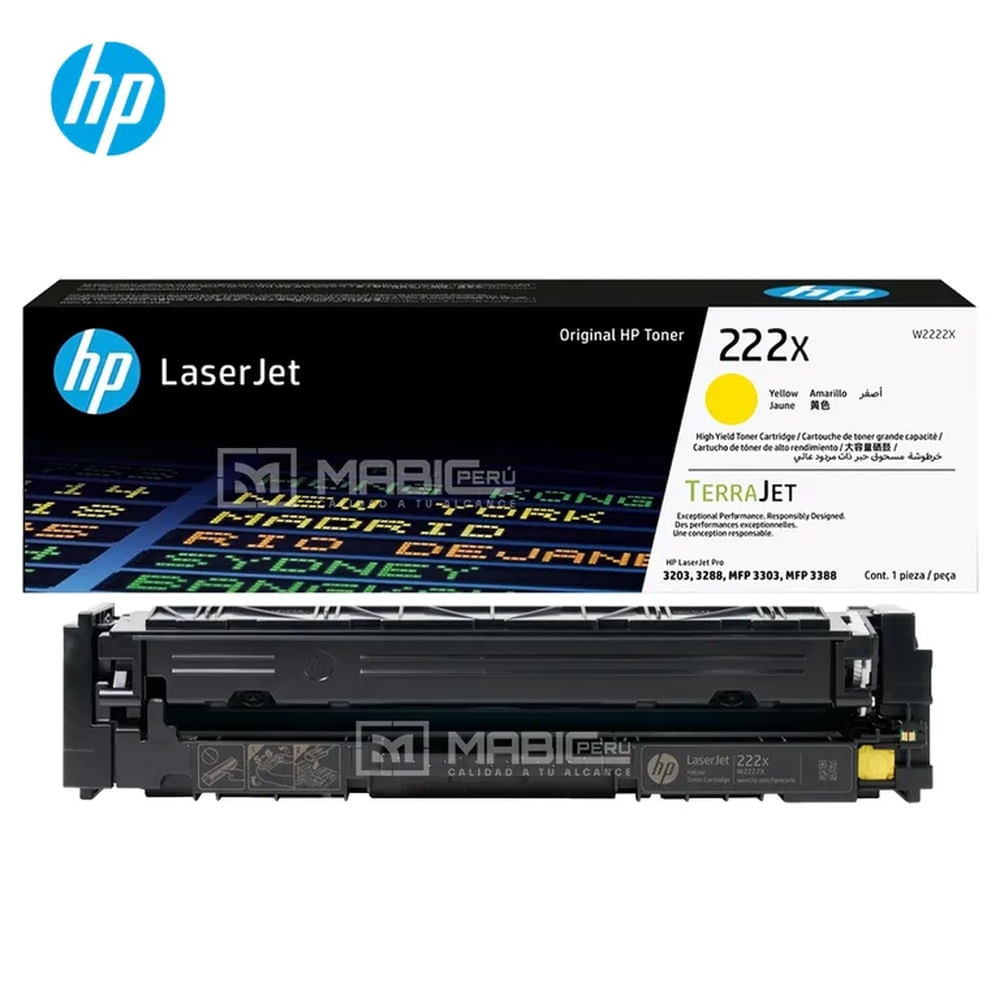 TONER HP 222X AMARILLO W2222X L.J. 3303, 3201, 3204, 3288 ORIGINAL