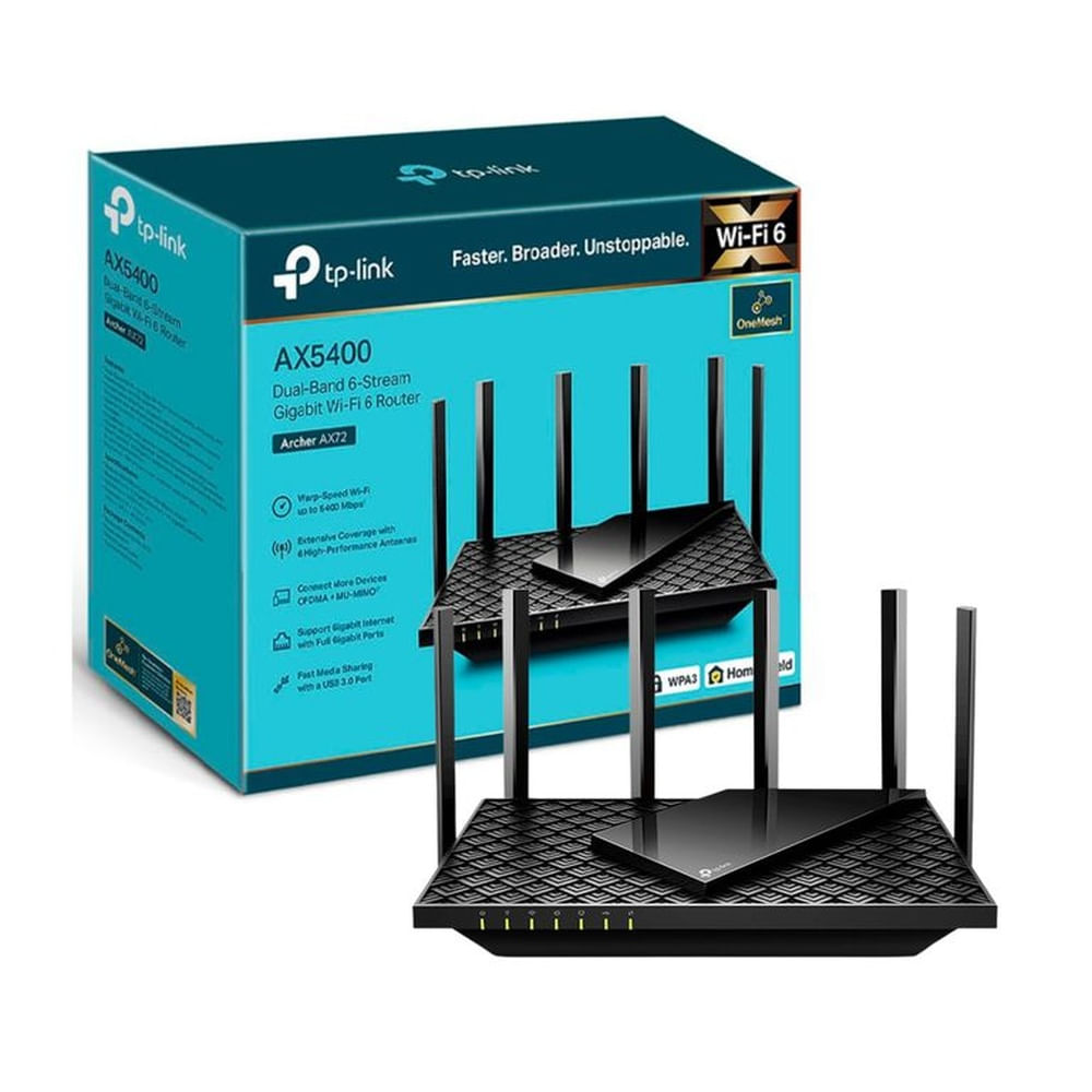 ROUTER TP-LINK AX5400 ARCHER AX72 GIGABIT DOBLE BANDA WIFI 6 Negro