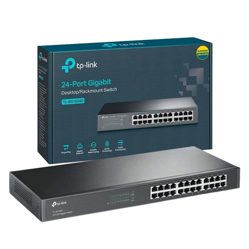 SWITCH TP-LINK 24PORT GIGABIT 101001000 TL-SG1024 METALICO Negro