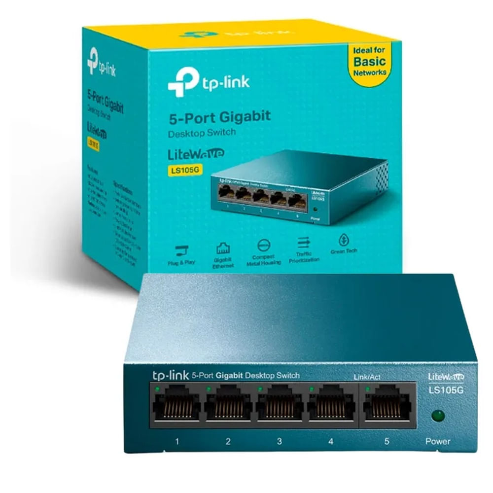 SWITCH TP-LINK 5PORT 10 100 1000 Mbps LS105G Negro