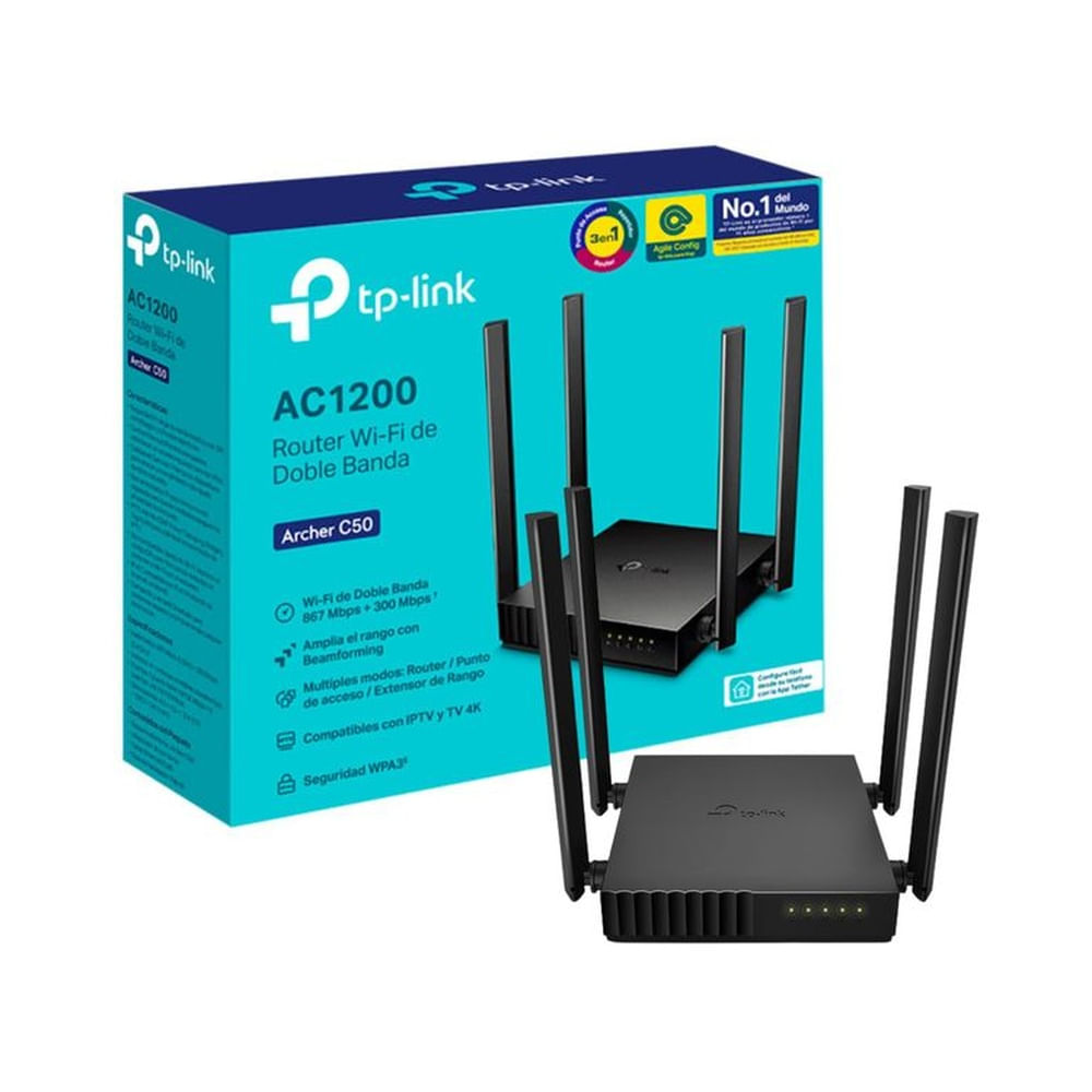 ROUTER TP-LINK AC1200 DOBLE BANDA ARCHER C50 WIRELESS Negro