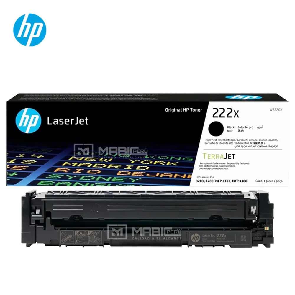 TONER HP 222X NEGRO W2220X L.J. 3303, 3201, 3204, 3288 ORIGINAL