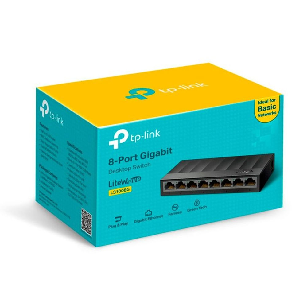 SWITCH TP-LINK DE MESA LS1008G 8 -PORT 10/ 100/ 1000 Negro