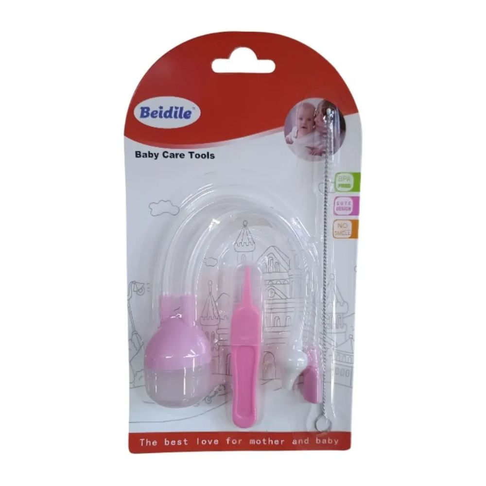 Aspirador Nasal 3 en 1 para Bebés Beidile más Limpia Cañitas Rosado