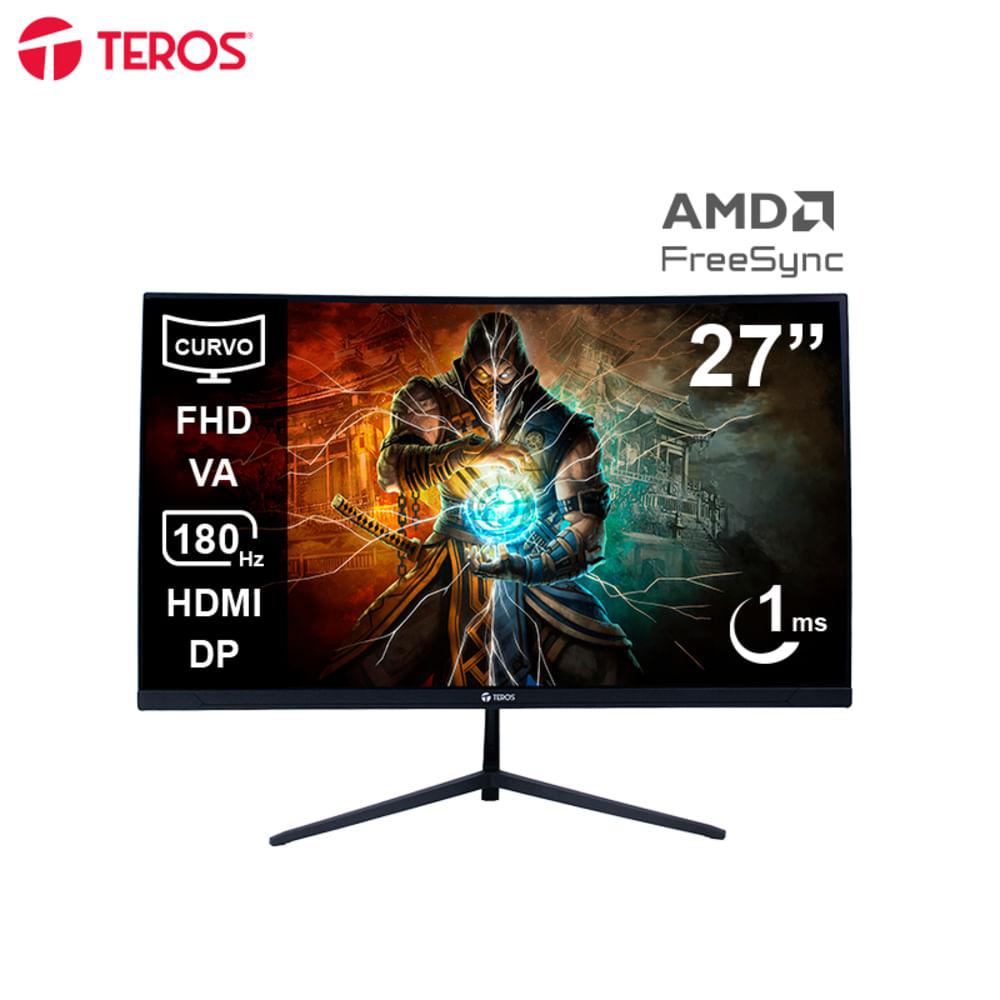 Monitor Curvo Gaming TEROS TE-2787G 27"" FHD VA 180Hz 1ms HDMI DP