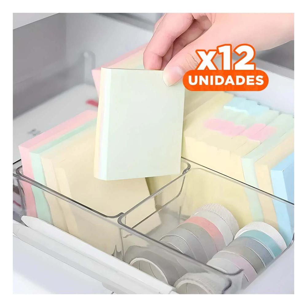 Pack12 Almacenador Transparente Acrilico Cuadrado para Escritorio y Casa Y Papel Regalo