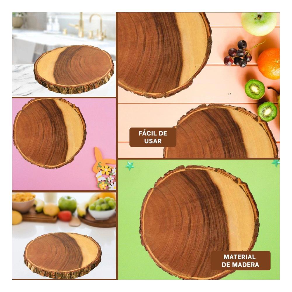 Base Circular de Madera para Decoracion de Hogar y Casa con Uso Diario Versatil Y Ligas Regalo
