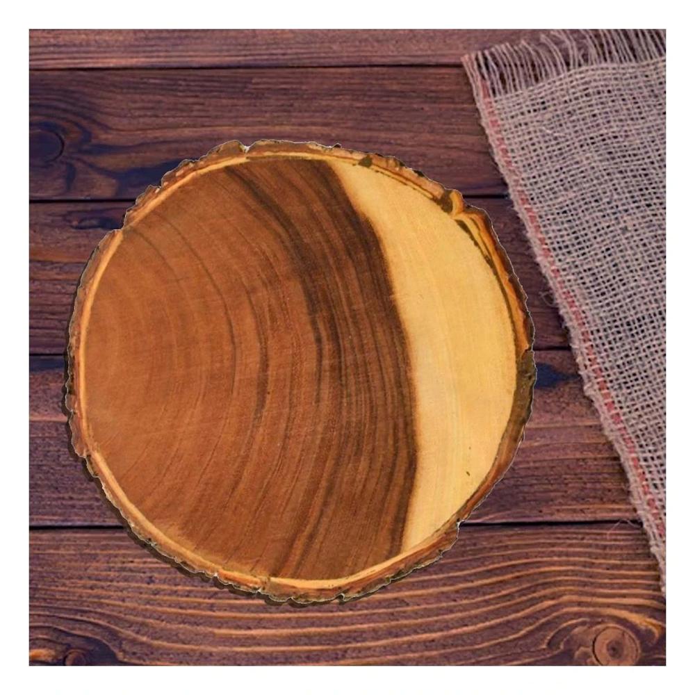 Charola Circular de Madera para Decoracion de Hogar en Mesa y Centro