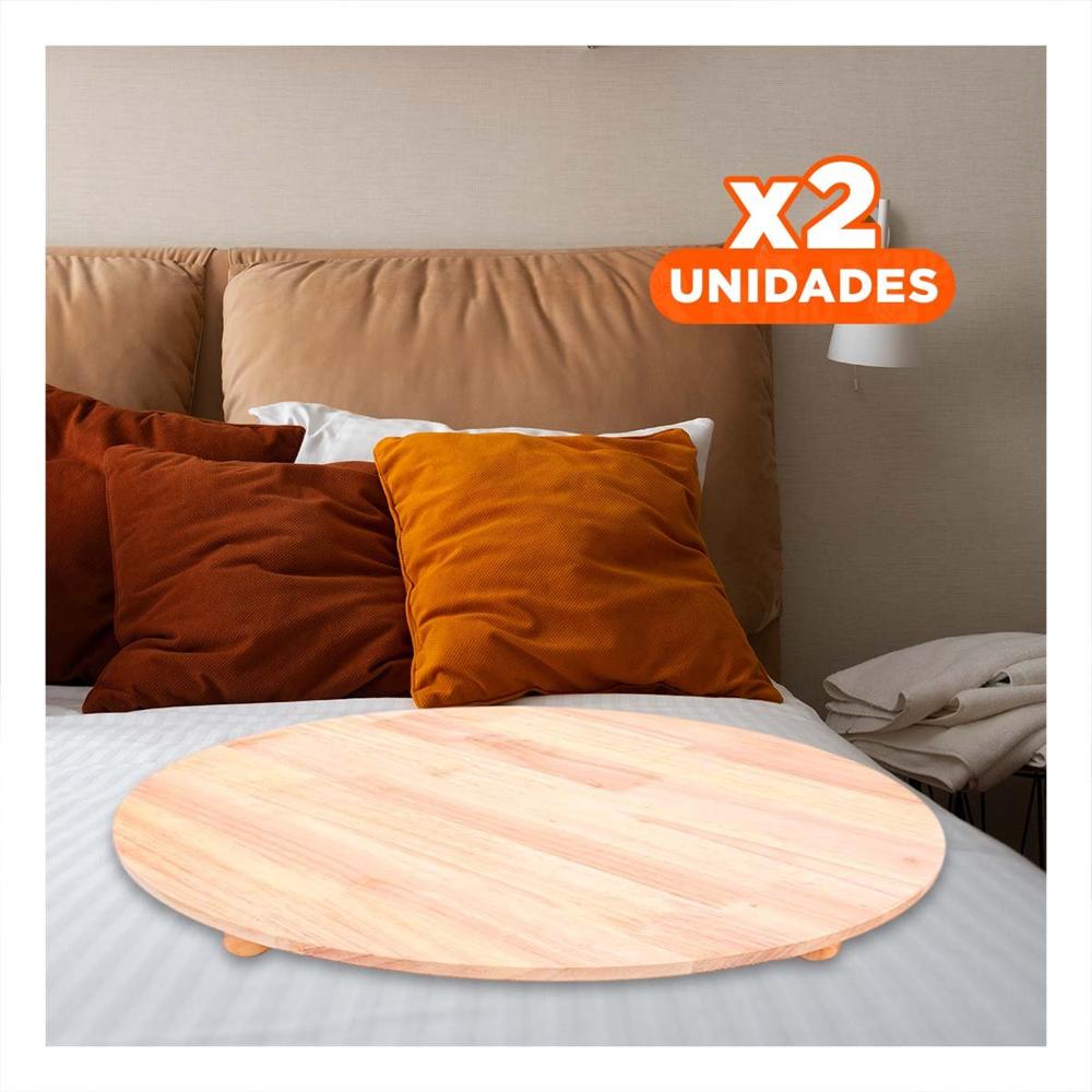 Pack2 Soporte Decorativo Circular de Madera con Patitas para Casa Estilo Natural