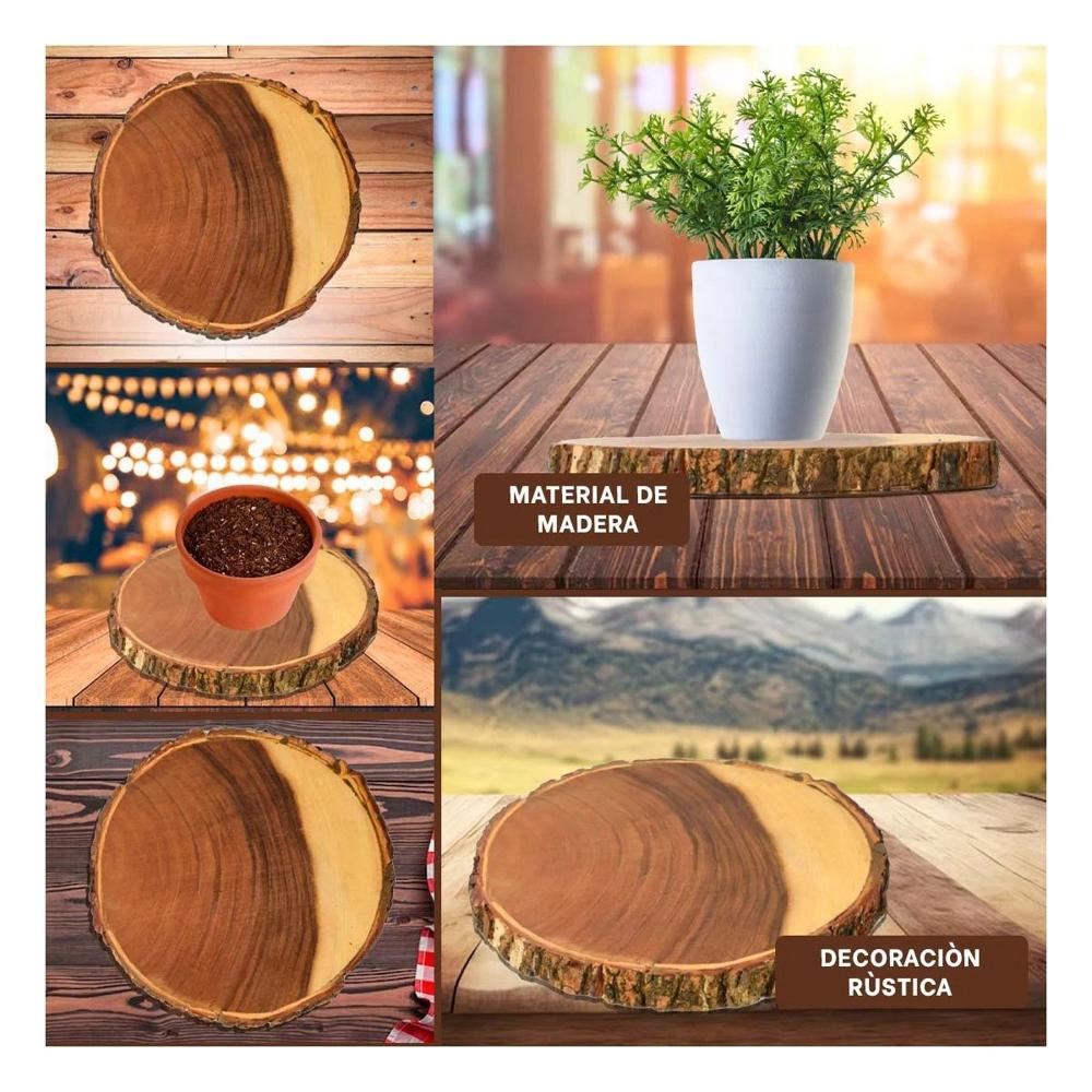 Plato circular de madera 33cm decoracion natural para uso en casa y reuniones Y Ligas Regalo