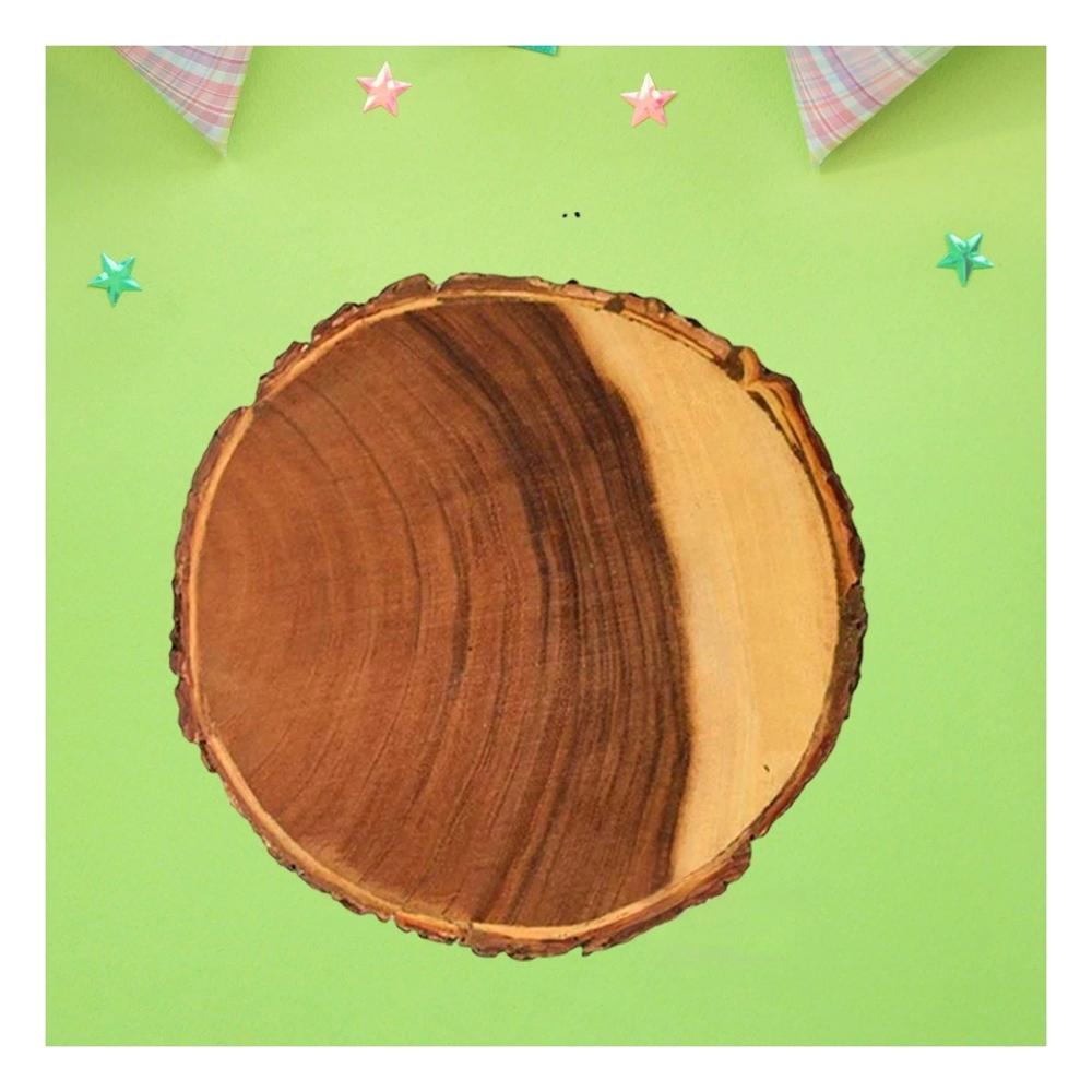 Charola Circular de Madera para Decoracion de Hogar y Casa con Toque Natural Y Papel Regalo