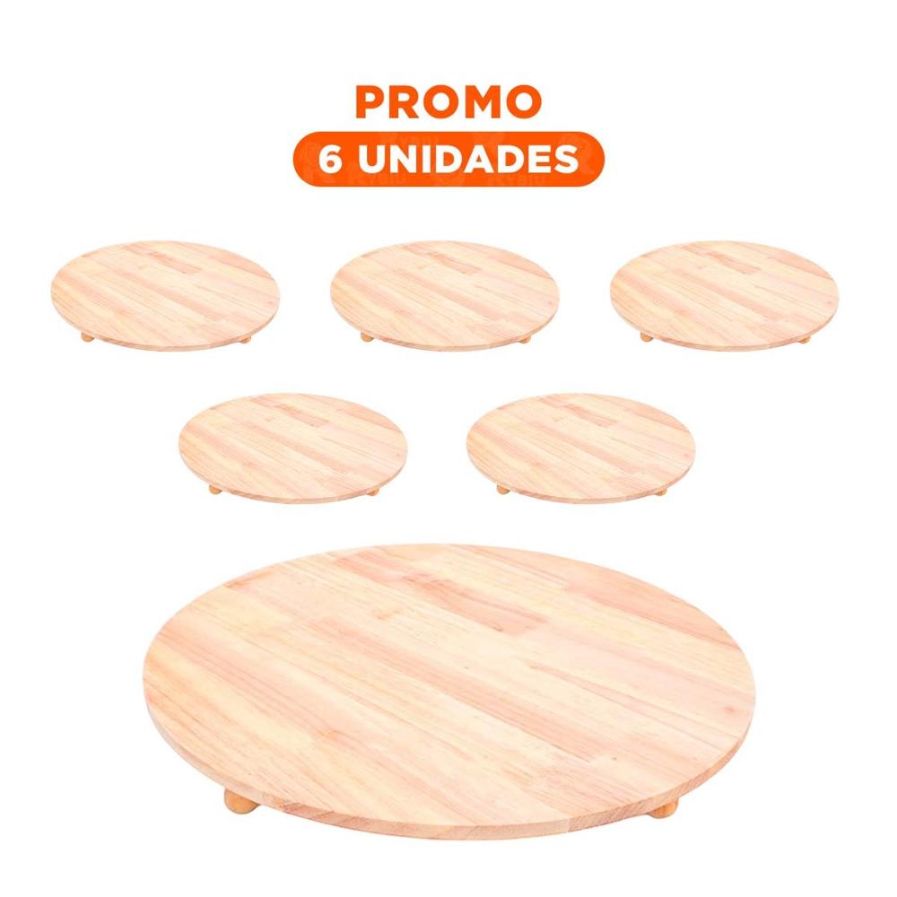 Pack6 Centro Circular de Madera con Patitas para Decoracion de Hogar Y Regalo Sticker