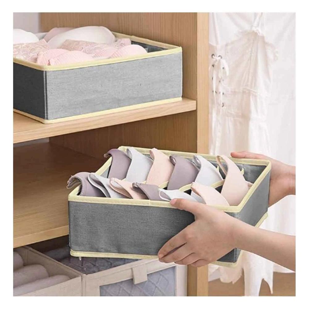 Set Organizador Plomo y Beige de 4 Piezas para Cajon de Ropa Interior Y Papel Regalo
