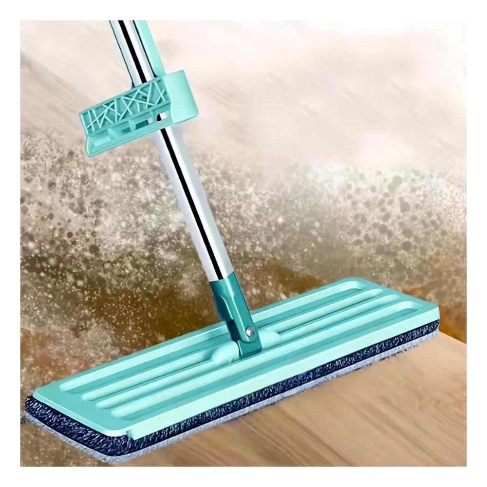 Trapeador Plano Giratorio 360 Grados con Escurridor Manual Verde Agua para Hogar