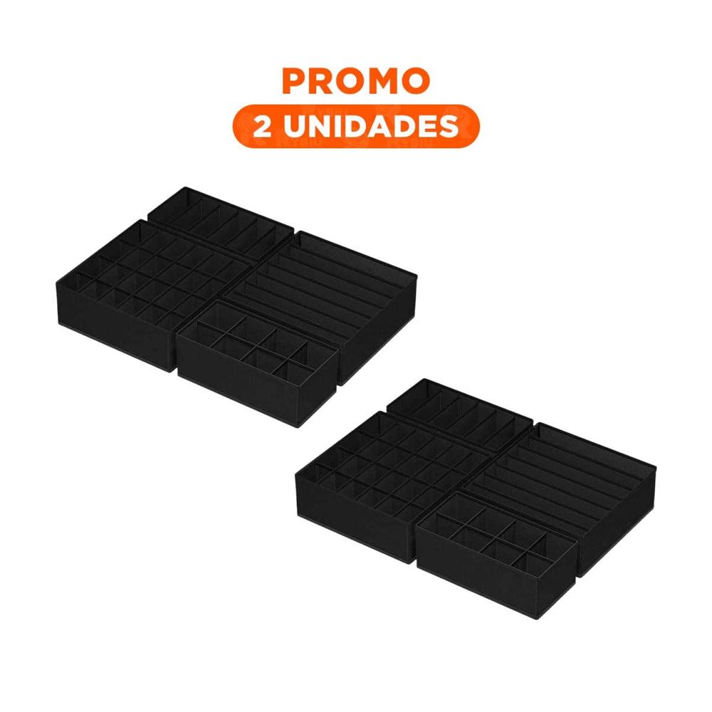 Pack2 Organizador Negro para Orden de Ropa Interior en Cajon Set de 4 Y Regalo Sticker