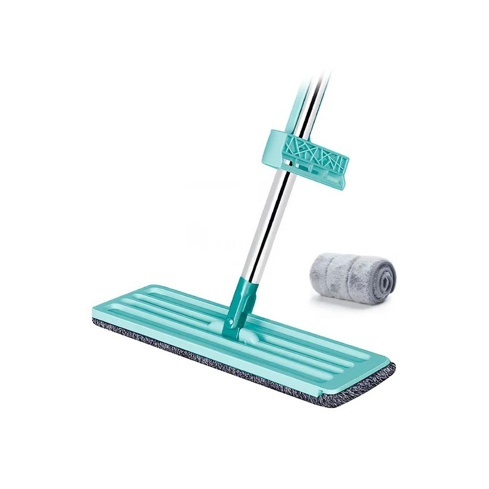 Trapeador Plano Rotatorio con Escurridor Practico para Pisos Verde Agua Y Regalo Sticker