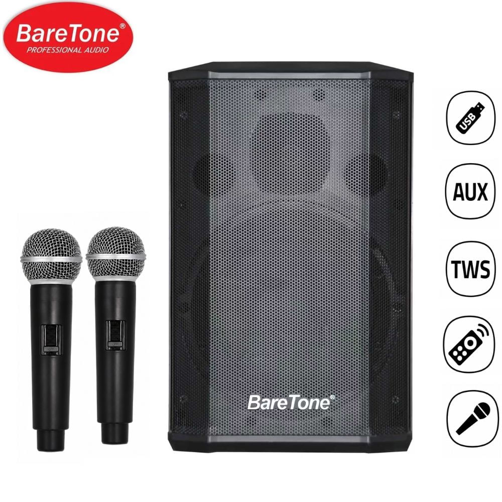Parlante profesional Baretone MAX B8-PRO con batería USB BT 2 micrófonos