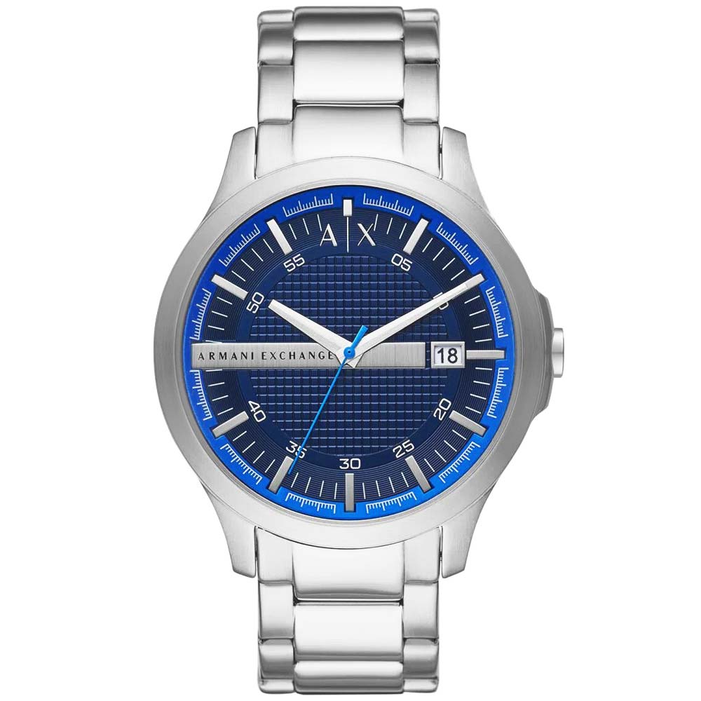 Reloj Armani Exchange Hampton AX2408 Fecha Acero Inoxidable Plateado Azul