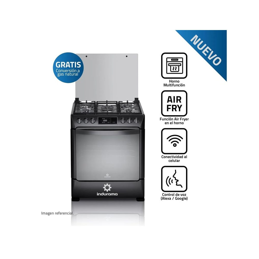 Cocina Indurama Smart CPI-3595N 30 Pulgadas 5 Hornillas Black Steel