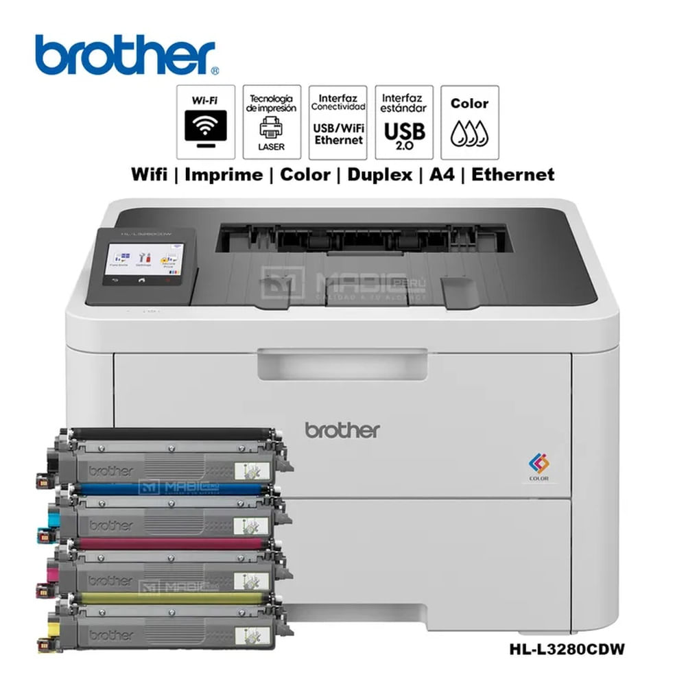 Impresora Láser color Brother HL-L3280CDW Duplex WIFI Red USB