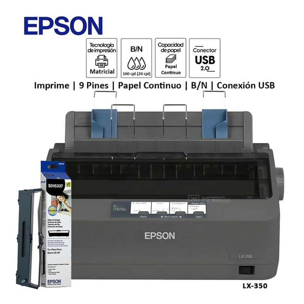 Impresora Matricial Epson LX-350 USB Paralelo 9 Pines