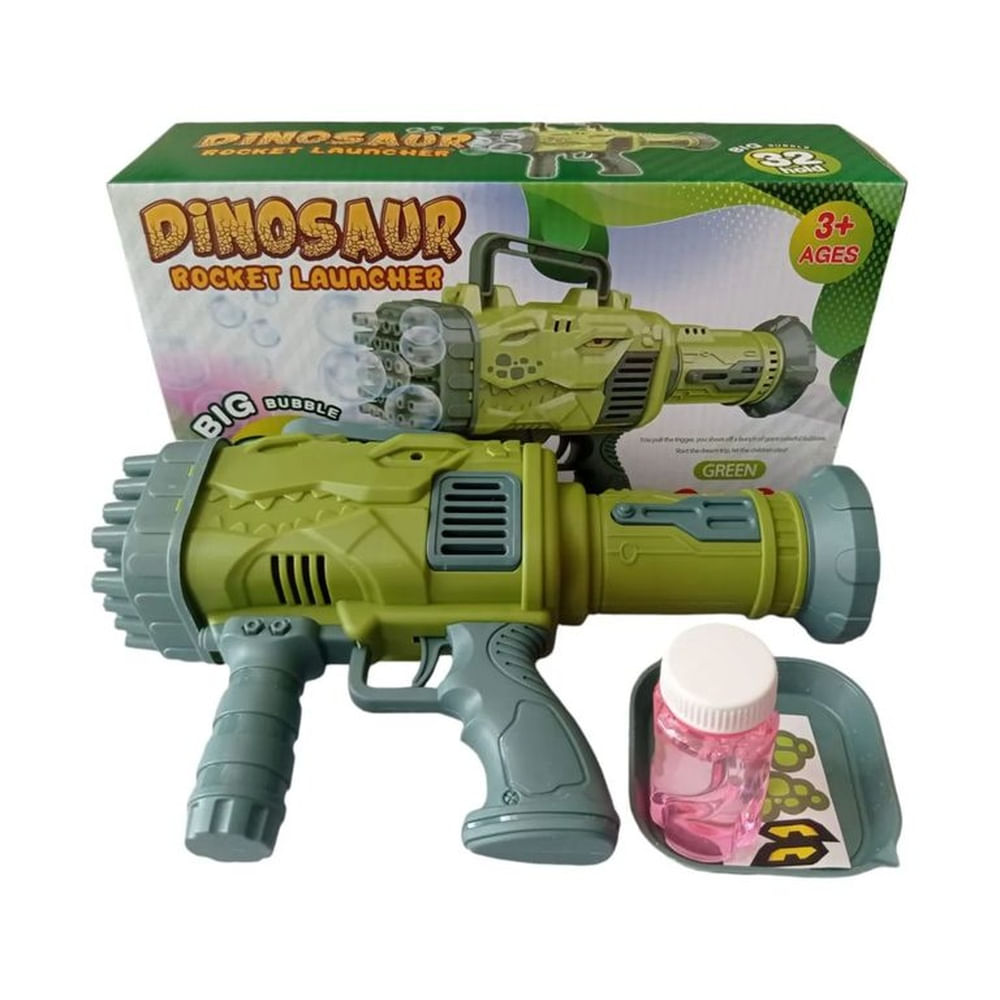 BURBUJERO BIG BUBBLE 32 HOLD DINOSAURIO PISTOLA BURBUJAS VERDE Verde