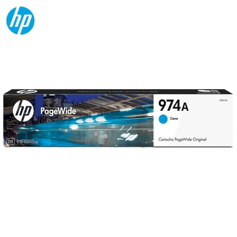 Cartucho de Tinta HP 974A Cian L0R87AL PageWide 452, 477, 552, 577 Original