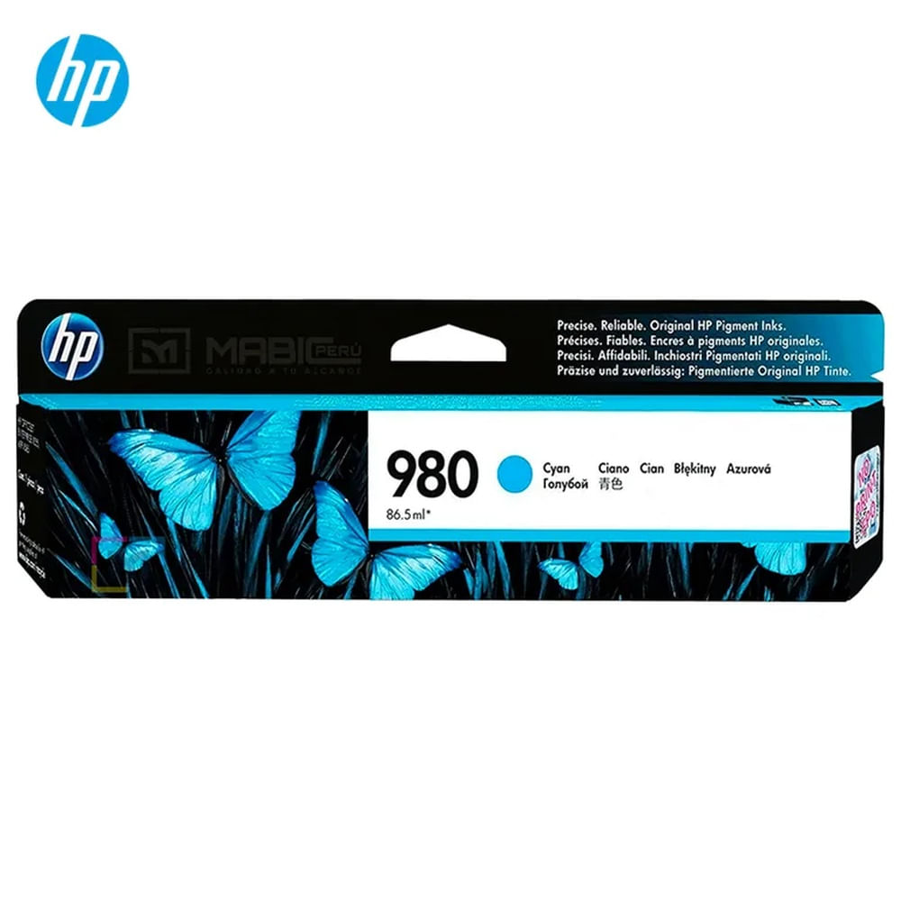 Cartucho de Tinta HP 980 Cian D8J07A OfficeJet X555, X585 Original