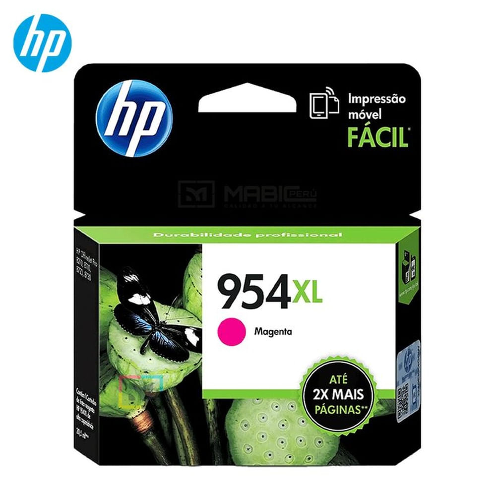 Cartucho de Tinta HP 954XL Magenta L0S65AL OfficeJet 7740, 8210, 8730 Original