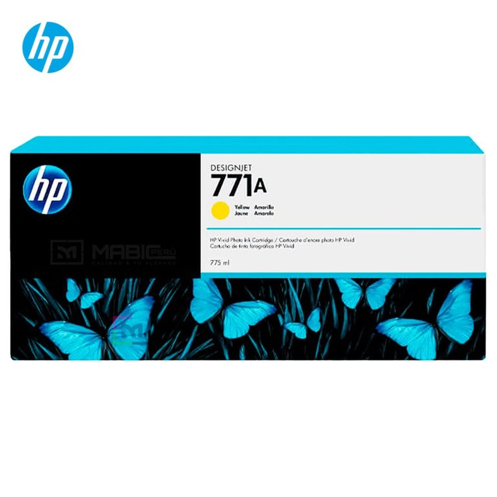 Cartucho de Tinta HP 771A Amarillo B6Y18A Designjet Z6810, Z6200 Original - 775ml