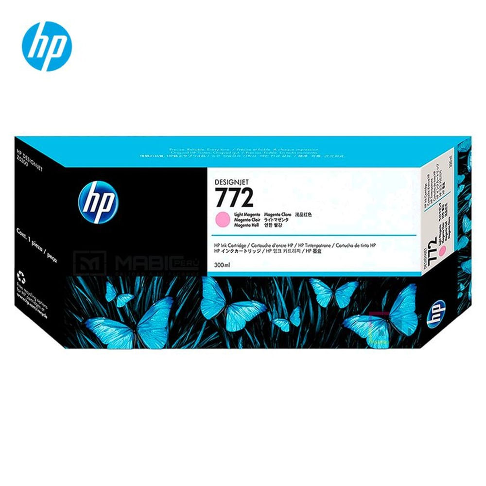 Cartucho de Tinta HP 772 Magenta Claro CN631A DesignJet Z5400, Z5200 Original - 300ml