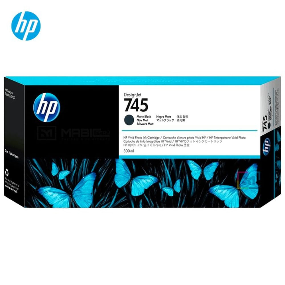 Cartucho de Tinta HP 745 Negro Mate F9K05A DesignJet Z2600, Z5600 Original - 300ml