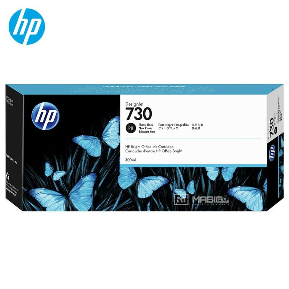 Cartucho de Tinta HP 730 Negro Fotografico P2V73A DesignJet T1600, T2600, T1700 Original - 300ml