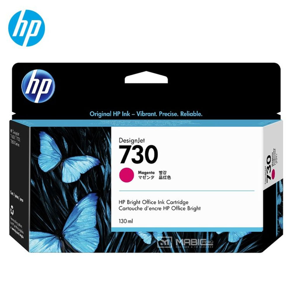 Cartucho de Tinta HP 730 Magenta P2V63A DesignJet T1600, T2600, T1700 Original - 130ml