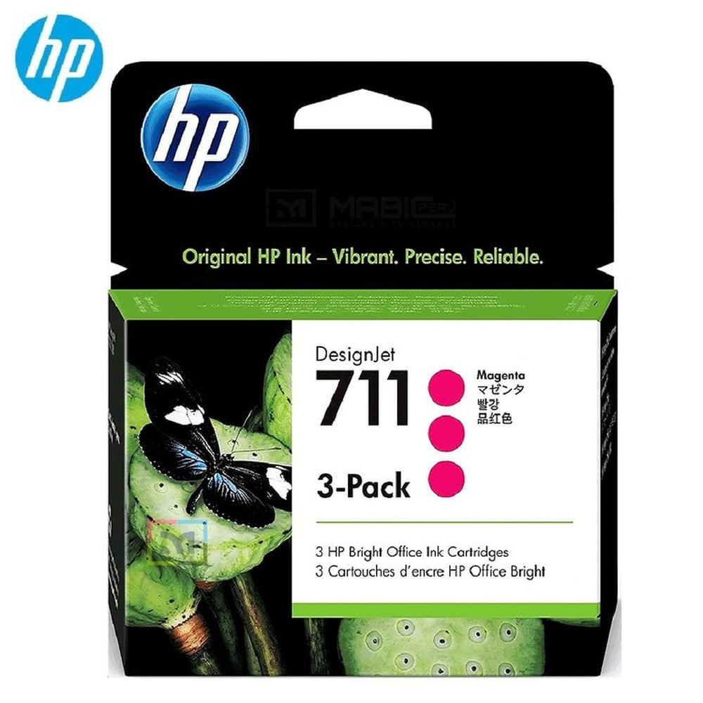 Cartucho de Tinta HP 711 3Pack Magenta CZ135A DesignJet T120, T520, T530 - 29ml