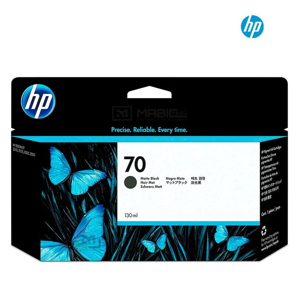 Cartucho de Tinta HP 70 Negro Mate C9448A - 130 ml DesignJet Z2100 Original - 130ml