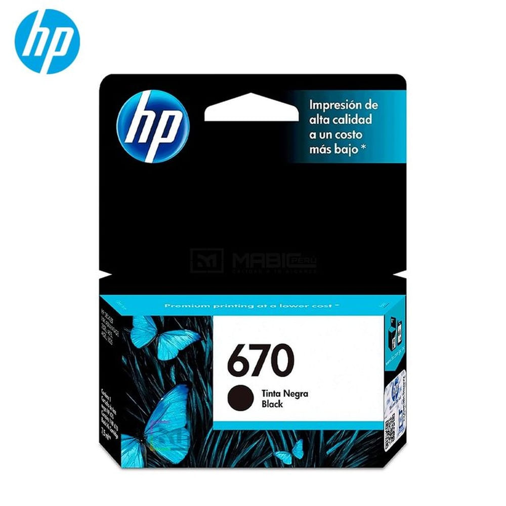 Cartucho de Tinta HP 670 Negro CZ113AL Deskjet 3525, 4615, 4625, 5525 Original