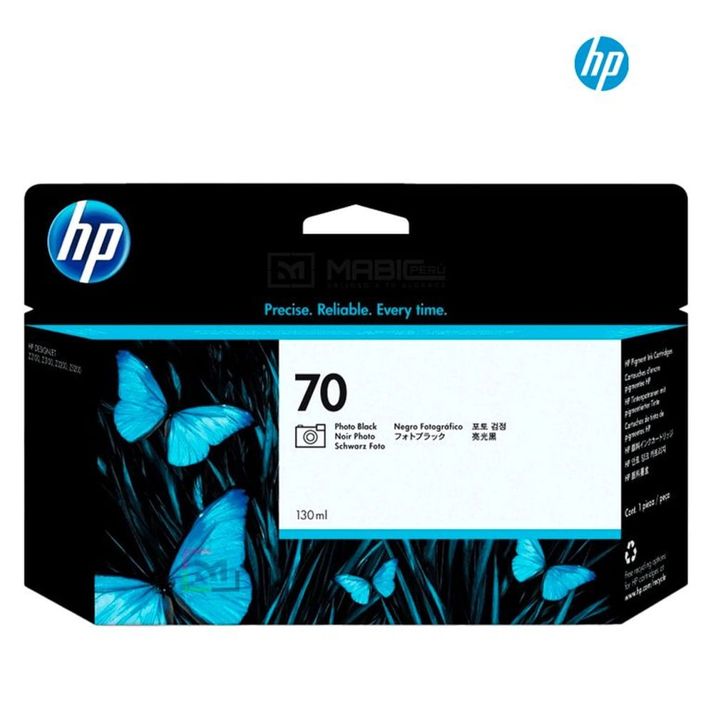 Cartucho de Tinta HP 70 Negro Fotográfico C9449A - 130 ml DesignJet Z2100 Original - 130ml