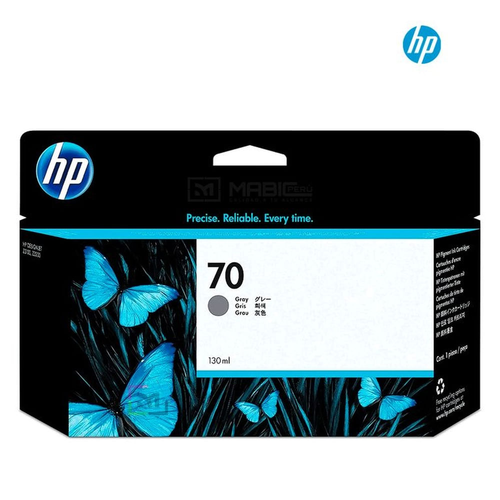 Cartucho de Tinta HP 70 Gris C9450A - 130 ml DesignJet Z2100 Original - 130ml